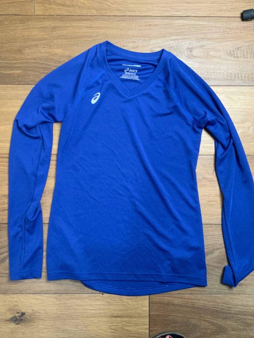 Asics Motion Dry Long Sleeved V Neck Blue Shirt Size XS